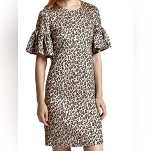 Banana Republic Leopard Dress - Ruffled Sleeves - Size 2 - - Picture 1 of 9